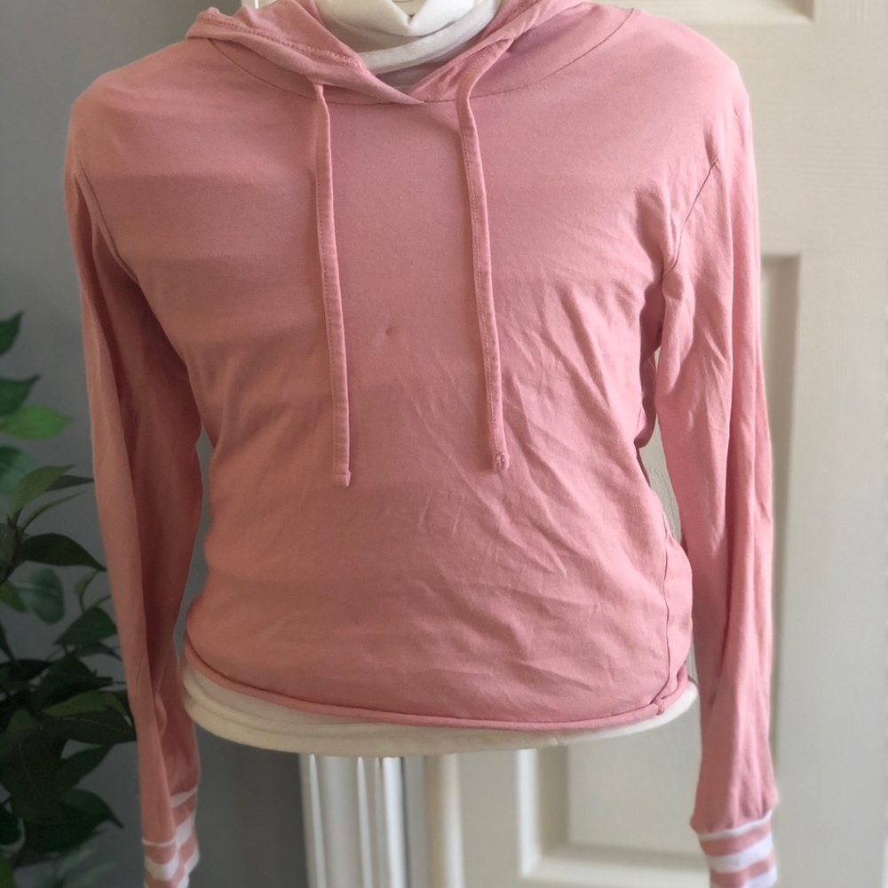 Pink and white long sleeve hoodie